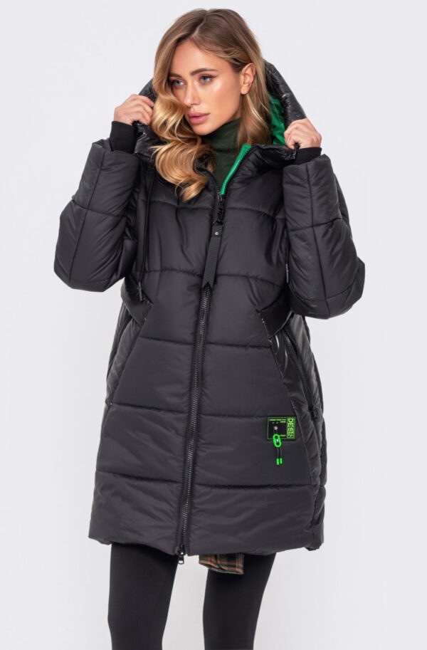 Зимова куртка чорна з матової плащівки | 75881