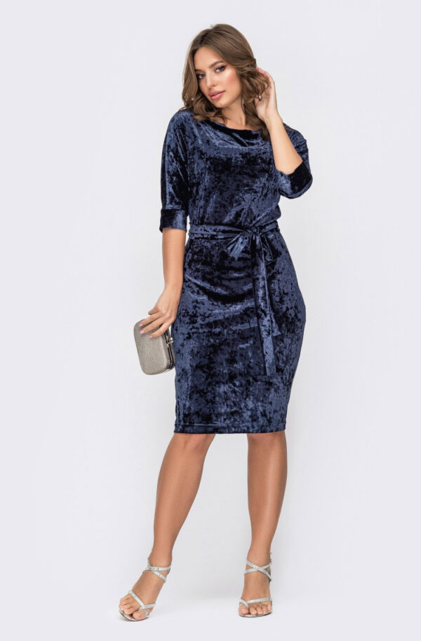 Плаття з оксамиту темно-синє | 75496
