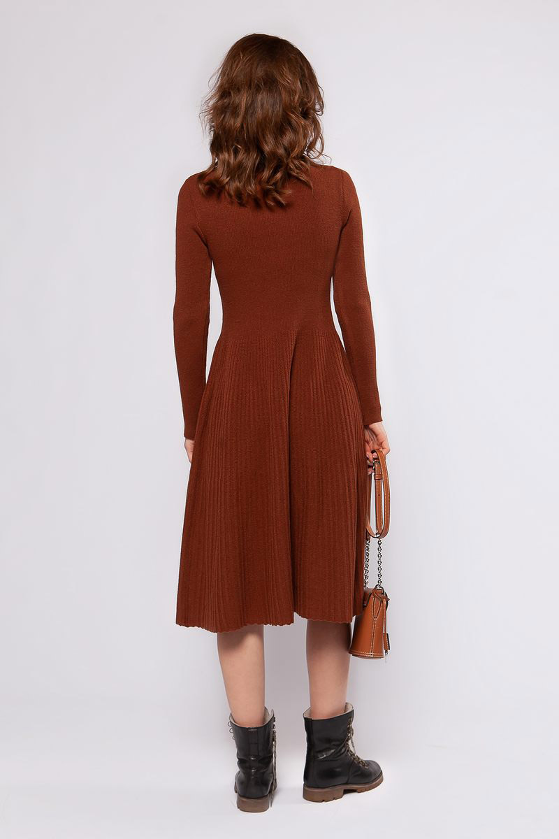 В'язана сукня плісирована теракотова | 75190 В'язана сукня плісирована теракотова | 75190