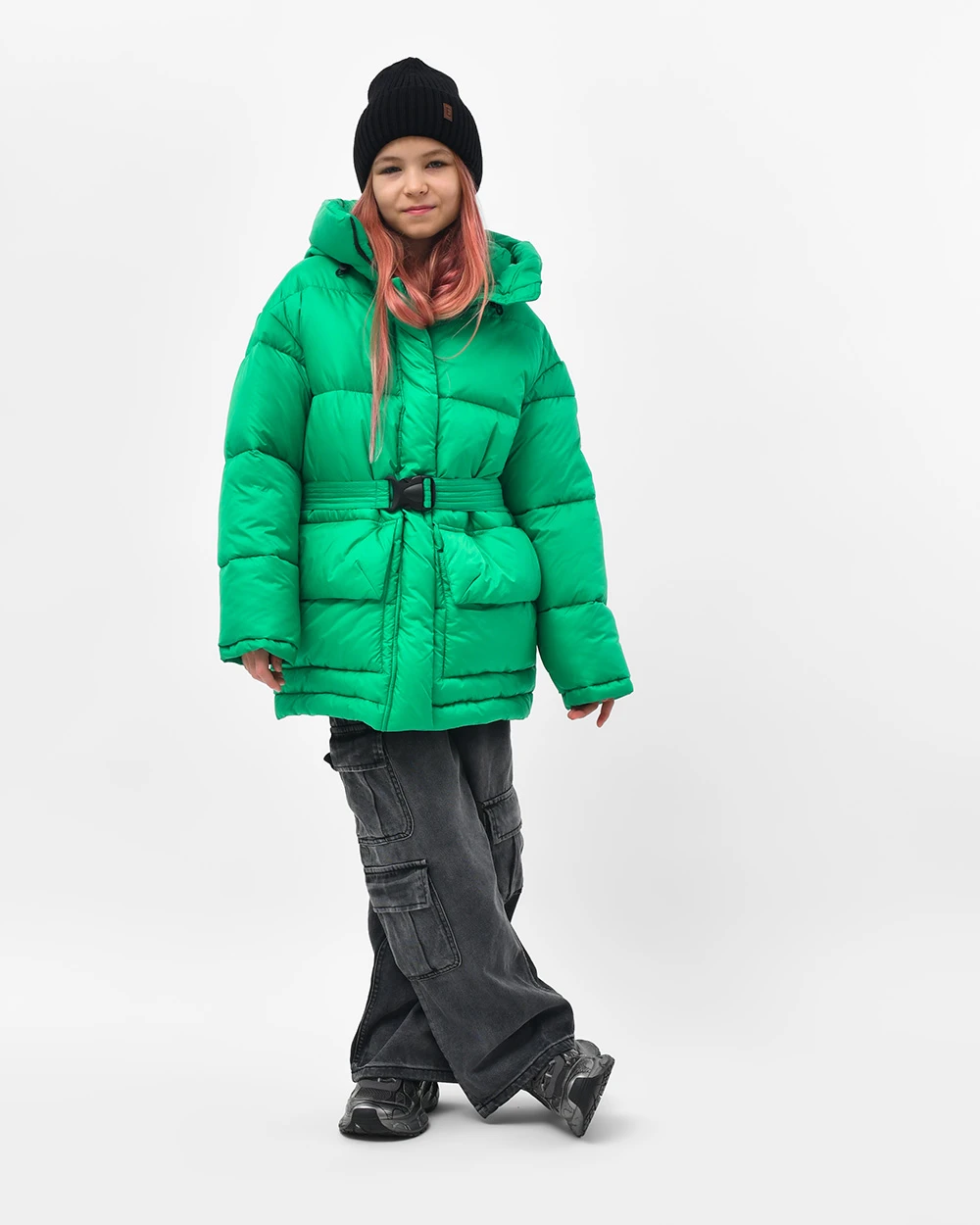 Пухова куртка для дівчаток зелена | 75086