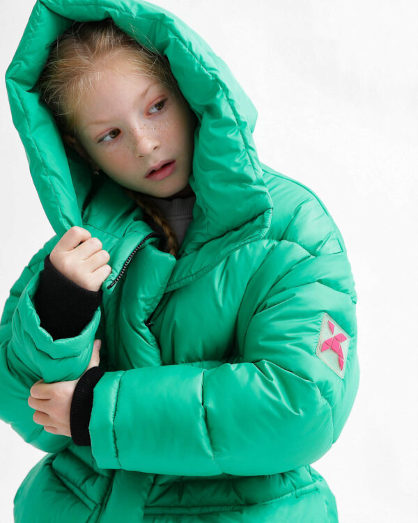Пухова куртка для дівчаток зелена | 75086