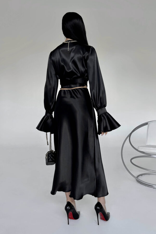 Святковий костюм зі спідницею чорний | 75712
