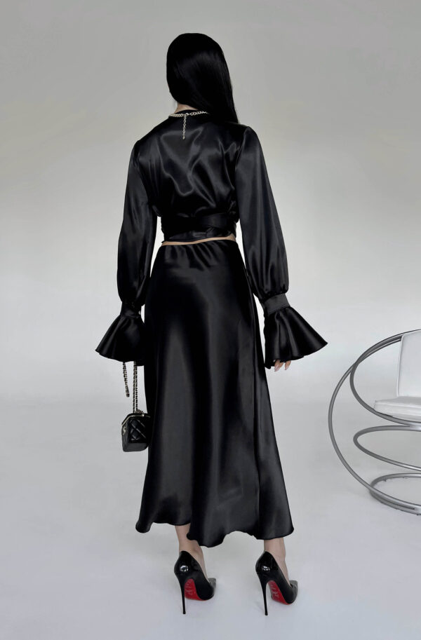 Святковий костюм зі спідницею чорний | 75712