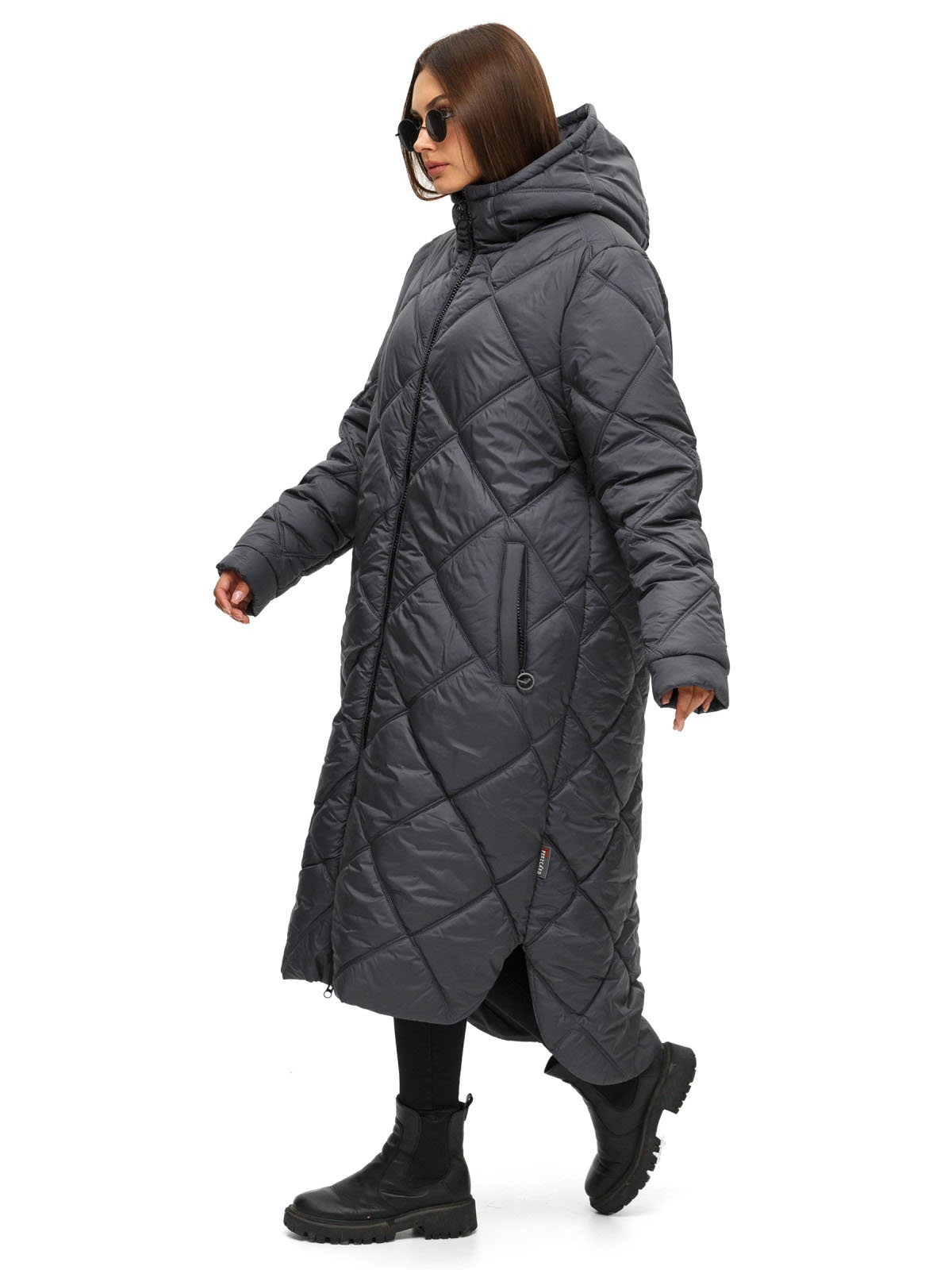 Стьобана довга зимова куртка графіт | 75150 Стьобана довга зимова куртка графіт | 75150
