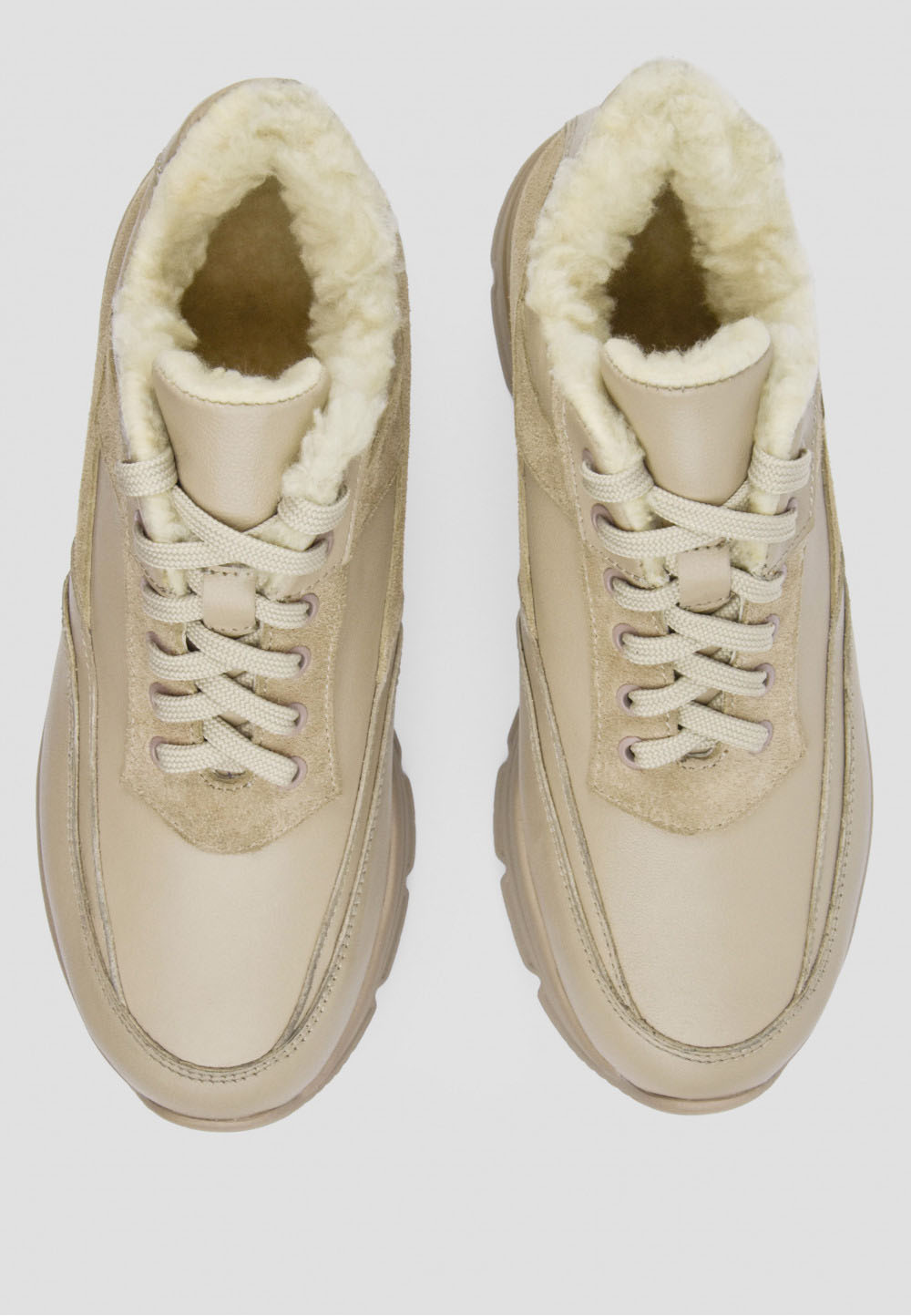 Зимові кросівки бежеві зі шкіри та замші | 74949