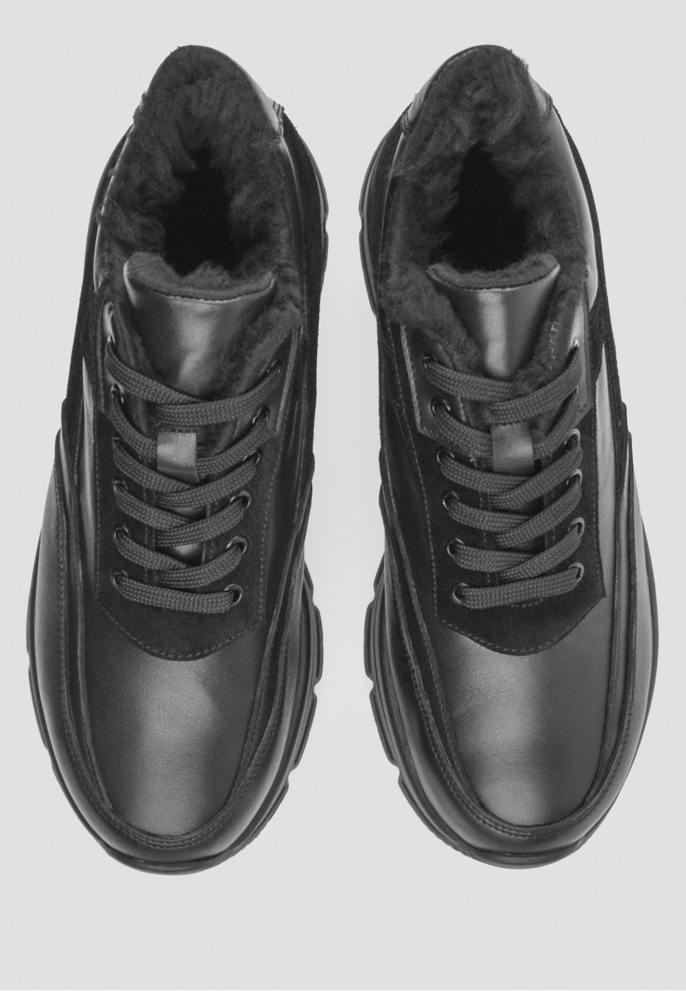 Зимові кросівки чорні зі шкіри та замші | 74962