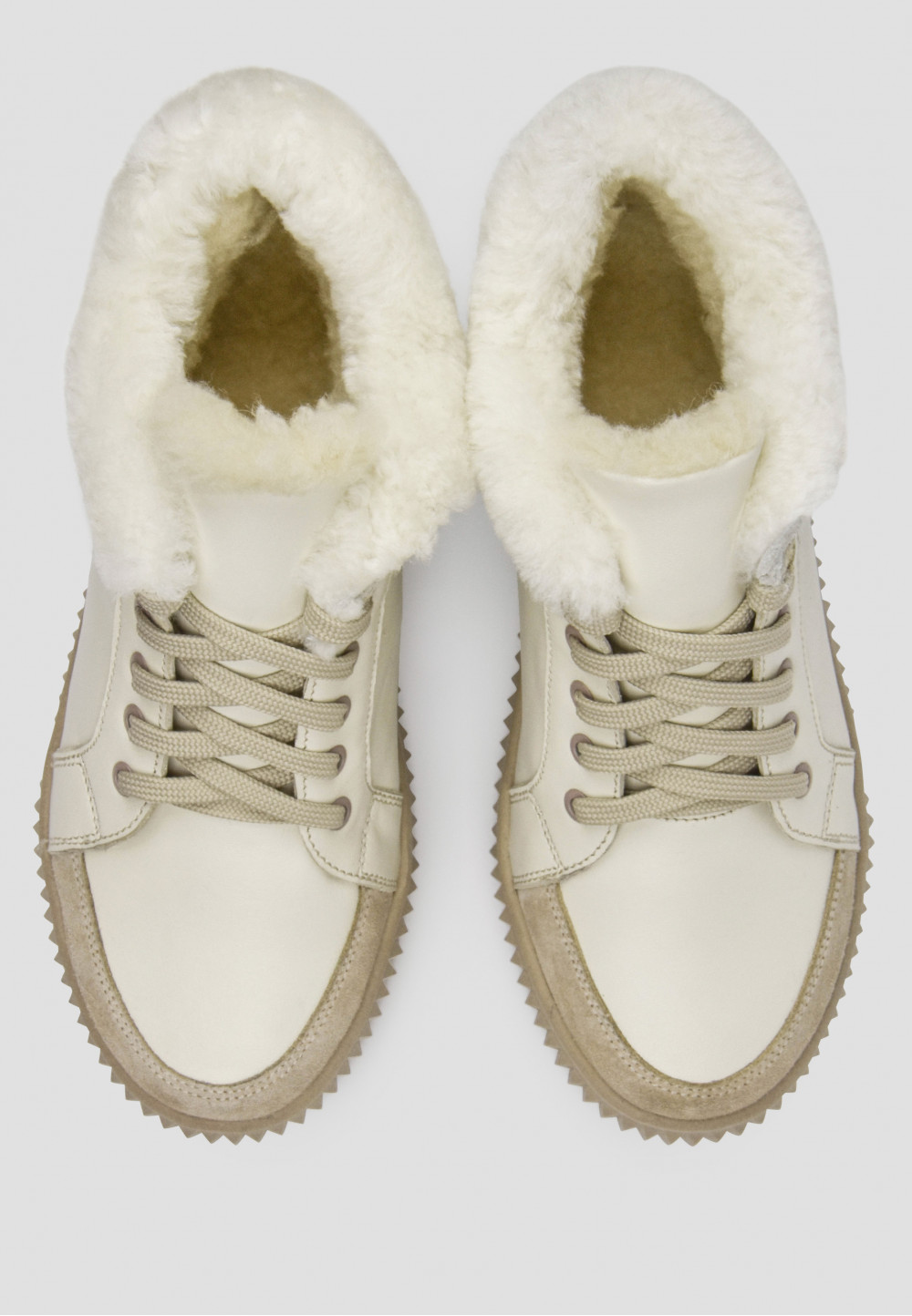 Зимові шкіряні кеди світло-бежеві | 74987 Зимові шкіряні кеди світло-бежеві | 74987