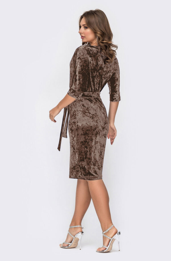 Плаття з оксамиту коричневе | 75504