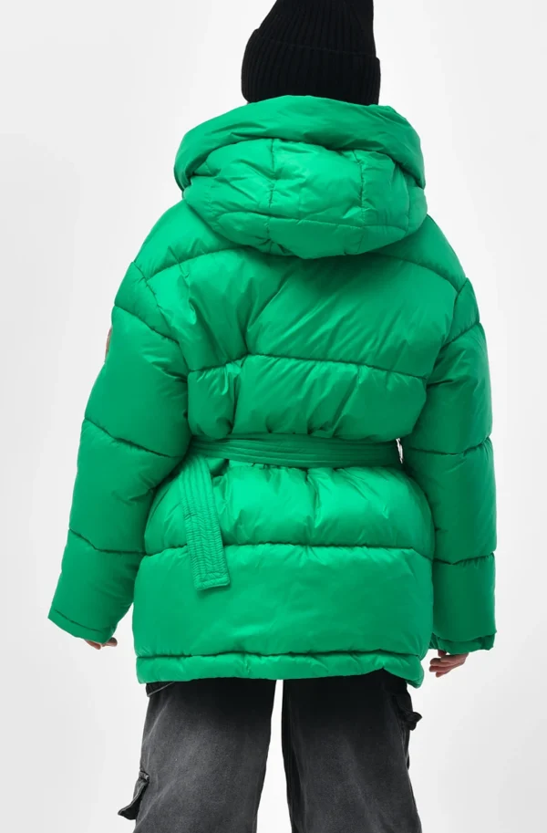 Пухова куртка для дівчаток зелена | 75086