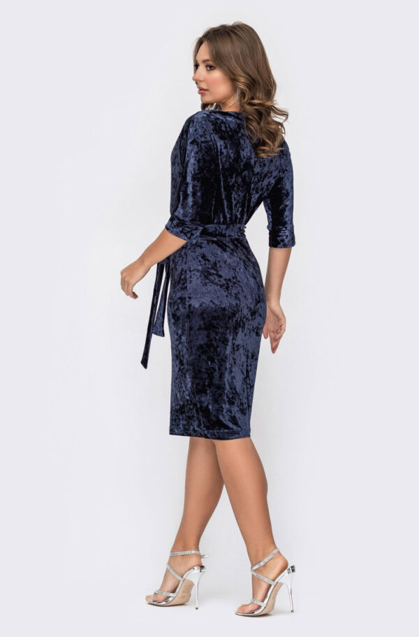 Плаття з оксамиту темно-синє | 75496