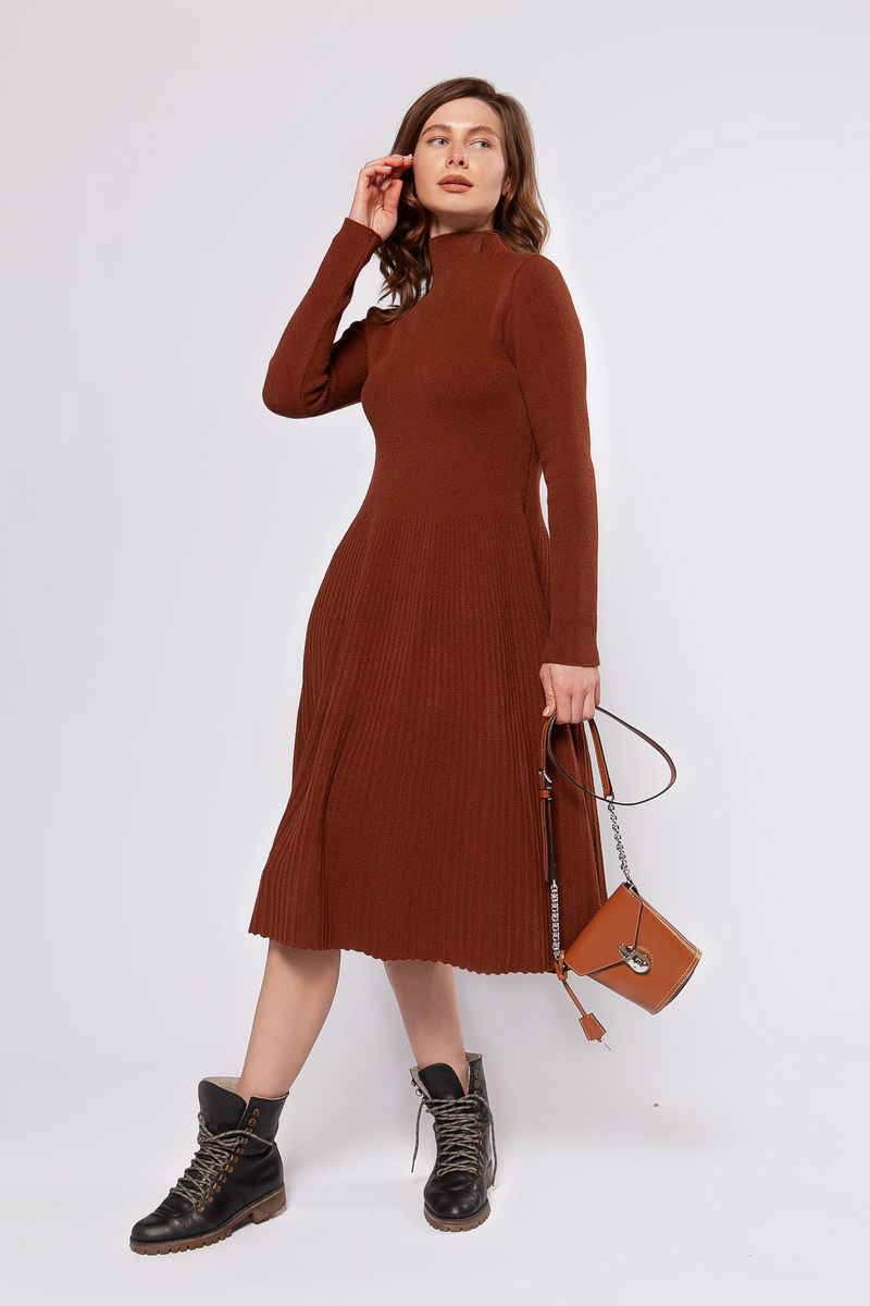 В'язана сукня плісирована теракотова | 75190 В'язана сукня плісирована теракотова | 75190