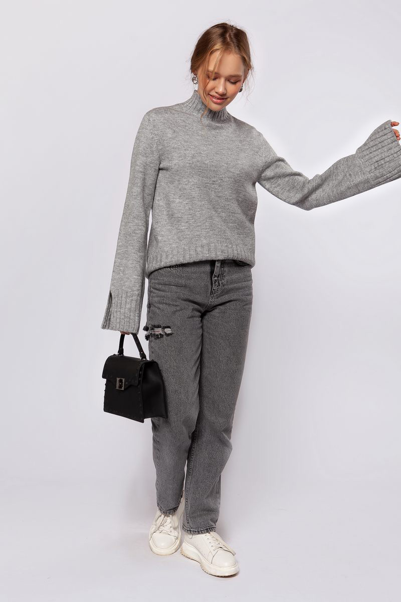 Жіночий в'язаний светр сірий | 75803