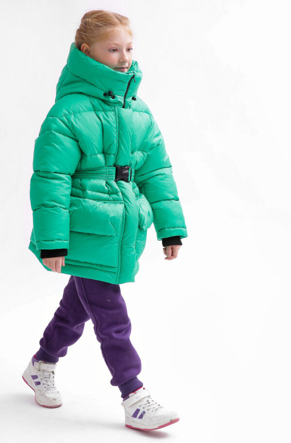 Пухова куртка для дівчаток зелена | 75086