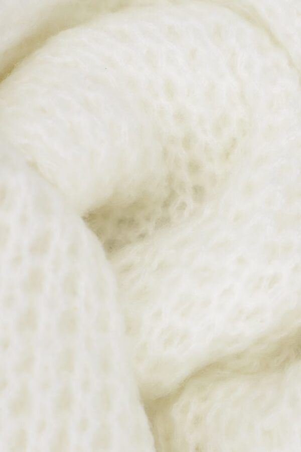 Об'ємний напіввовняний шарф білий | 75827