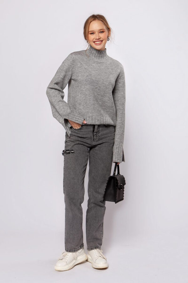 Жіночий в'язаний светр сірий | 75803