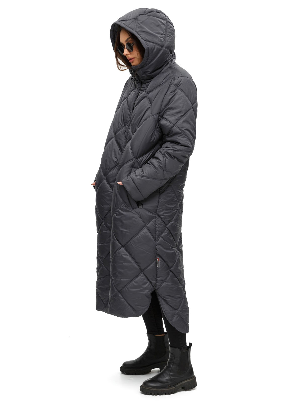 Стьобана довга зимова куртка графіт | 75150 Стьобана довга зимова куртка графіт | 75150