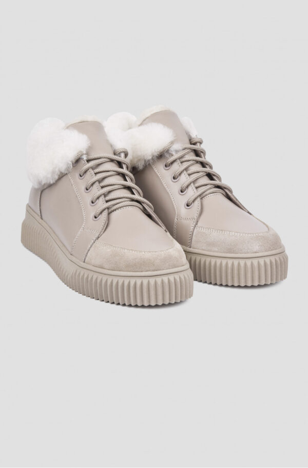 Зимові кеди бежеві із натуральної шкіри | 74927