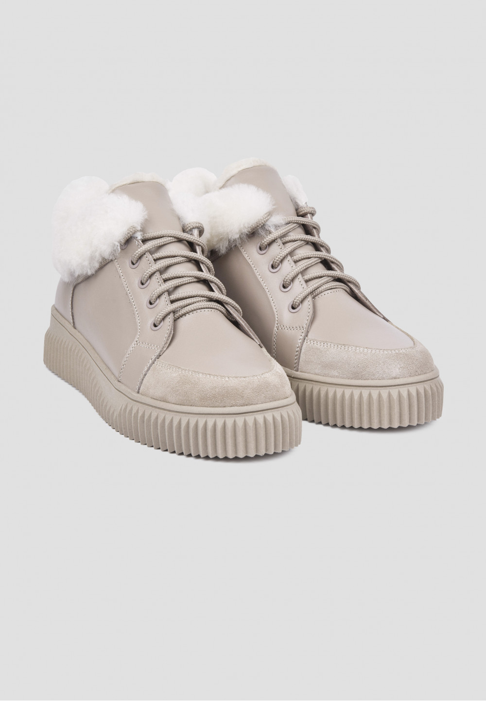 Зимові кеди бежеві із натуральної шкіри | 74927 Зимові кеди бежеві із натуральної шкіри | 74927