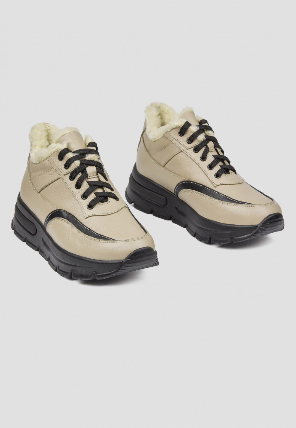 Зимові кросівки бежеві із натуральної шкіри | 74938 Зимові кросівки бежеві із натуральної шкіри | 74938