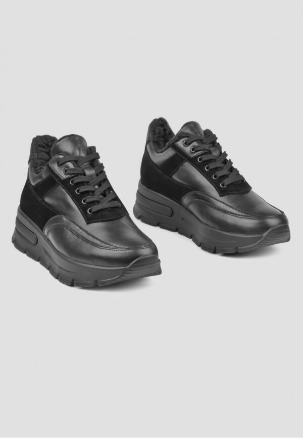 Зимові кросівки чорні зі шкіри та замші | 74962