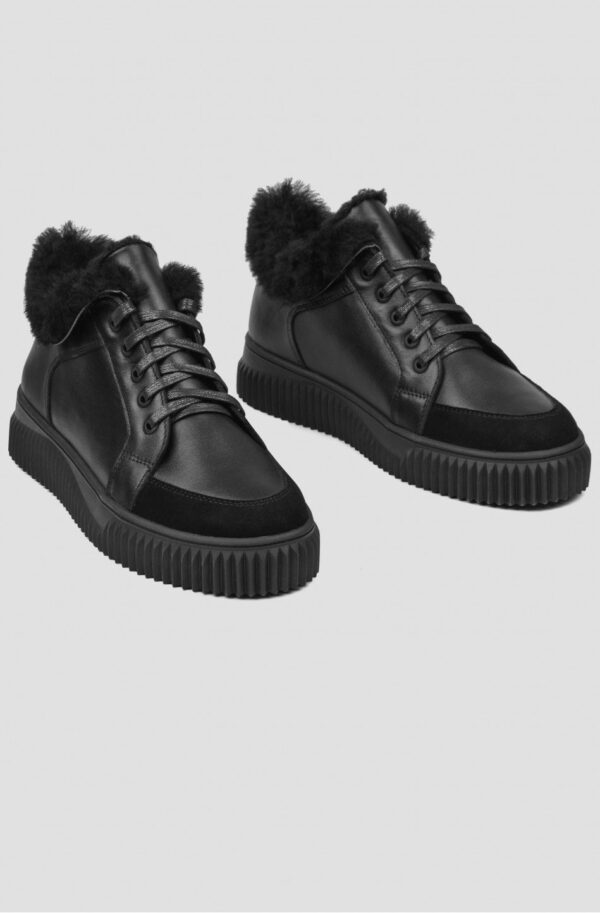 Зимові кеди чорні із натуральної шкіри | 74974