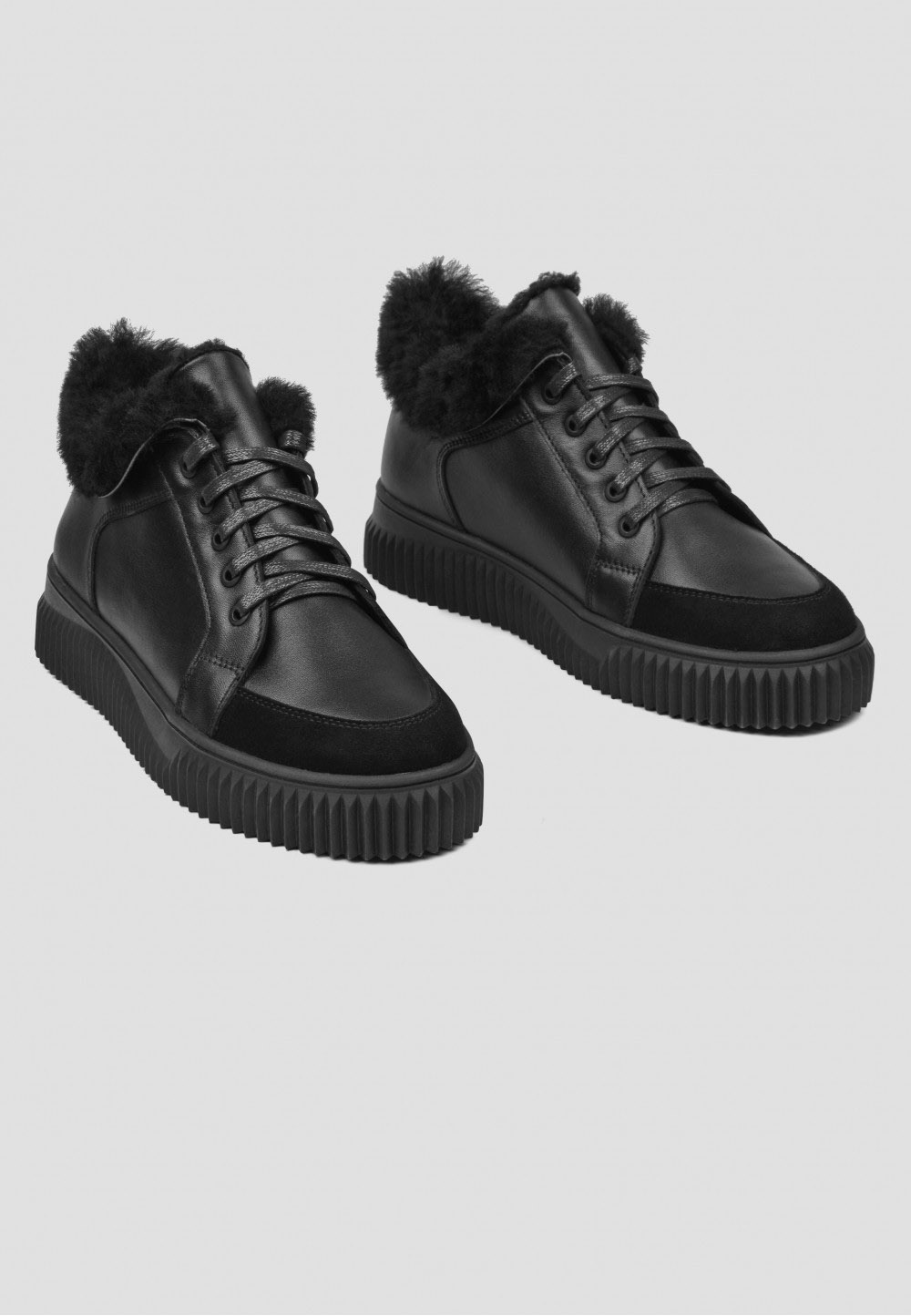Зимові кеди чорні із натуральної шкіри | 74974 Зимові кеди чорні із натуральної шкіри | 74974