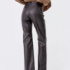 Шкіряні штани кльош темно-коричневі | 75580 Шкіряні штани кльош темно-коричневі | 75580
