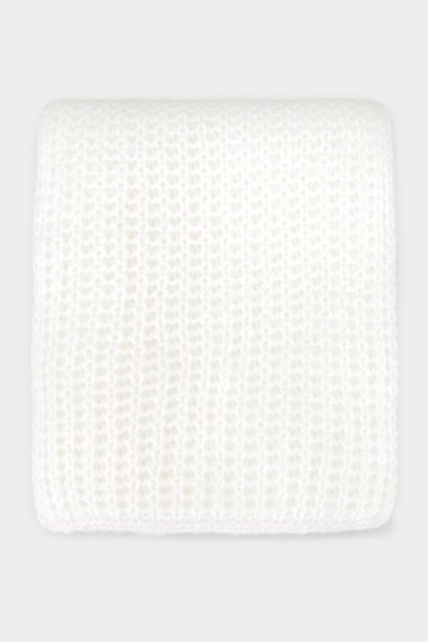Об'ємний напіввовняний шарф білий | 75827