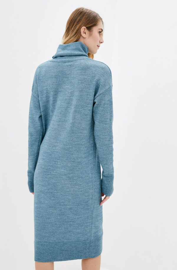 В'язане плаття бірюзове з коміром-хомутом | 75844