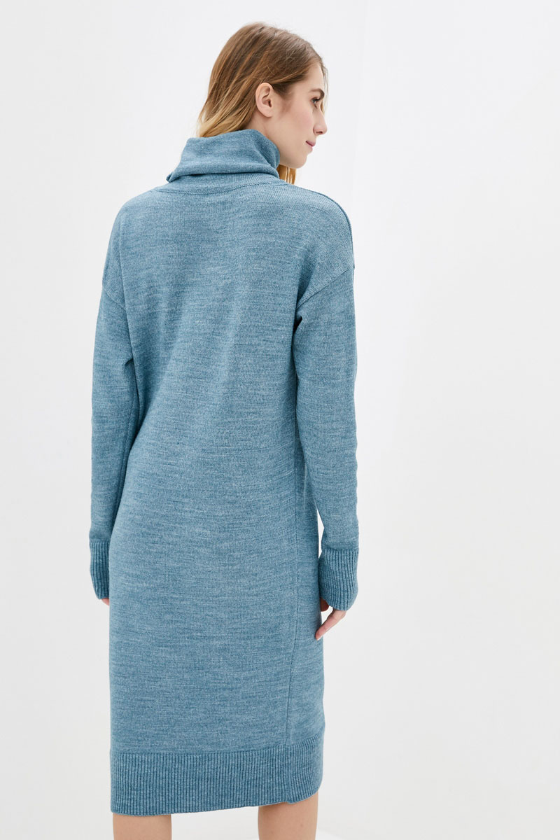 В'язане плаття бірюзове з коміром-хомутом | 75844 В'язане плаття бірюзове з коміром-хомутом | 75844