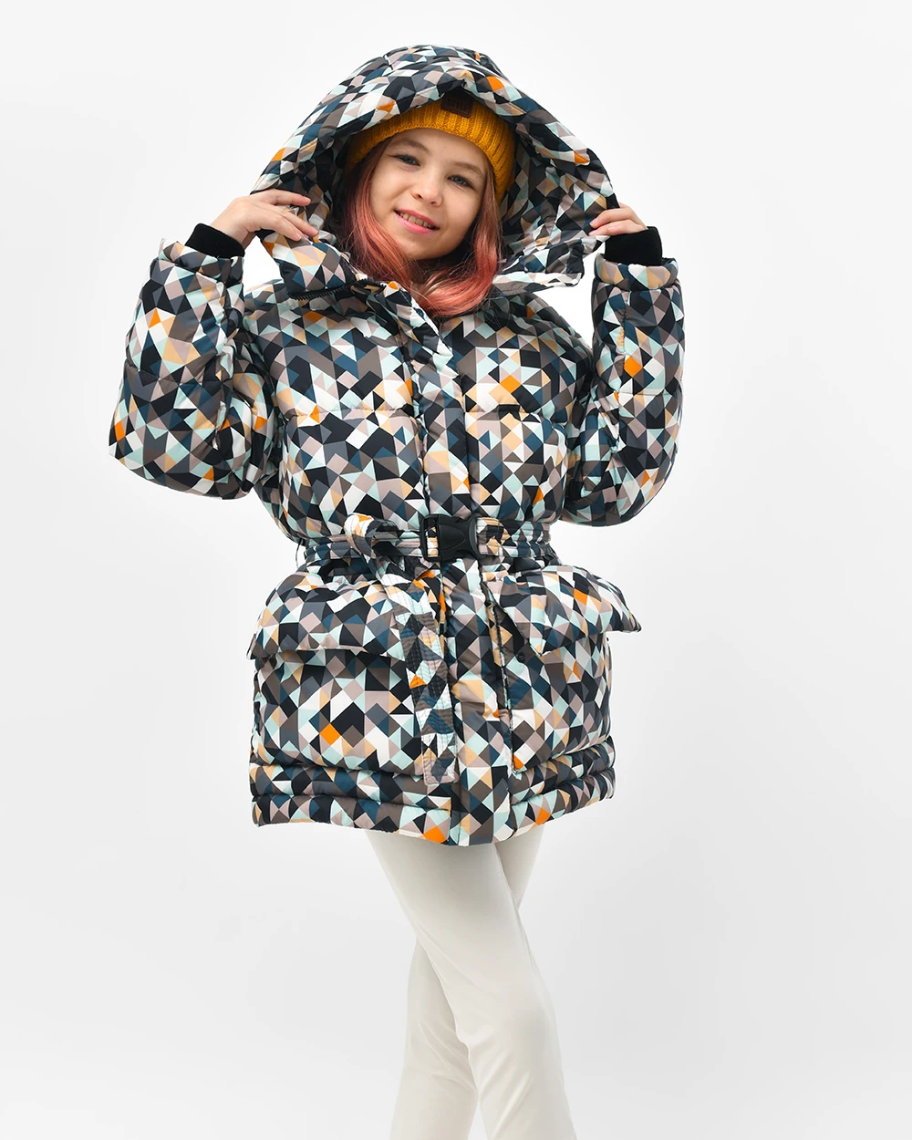 Пухова куртка для дівчаток в принт | 75115 Пухова куртка для дівчаток в принт | 75115