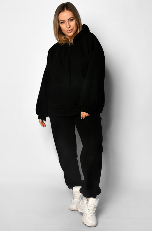 Теплий спортивний костюм на флісі чорний | 75417