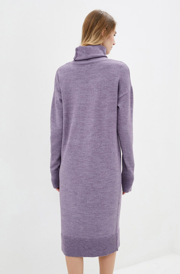 В'язане плаття бузкове з коміром-хомутом | 75851