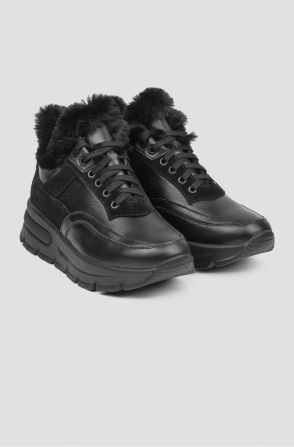 Зимові кросівки чорні зі шкіри та замші | 74962