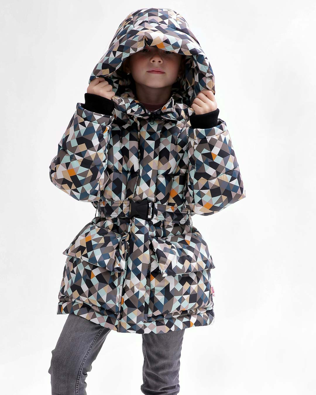 Пухова куртка для дівчаток в принт | 75115 Пухова куртка для дівчаток в принт | 75115