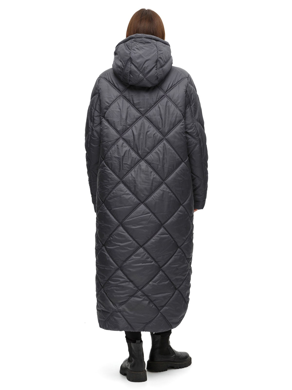 Стьобана довга зимова куртка графіт | 75150 Стьобана довга зимова куртка графіт | 75150