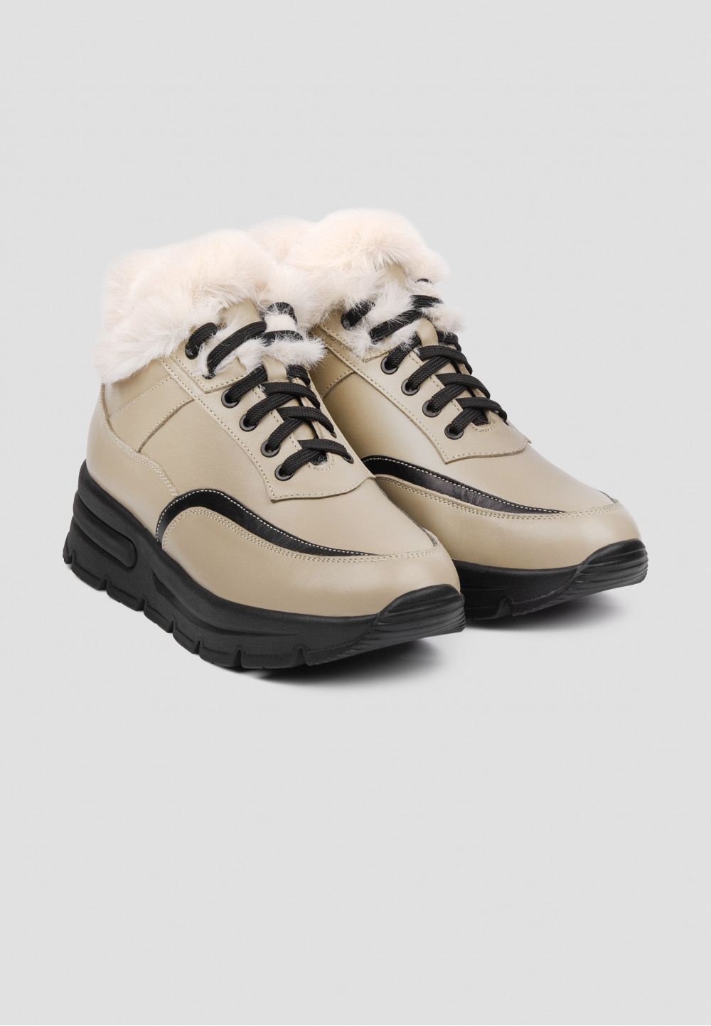 Зимові кросівки бежеві із натуральної шкіри | 74938 Зимові кросівки бежеві із натуральної шкіри | 74938