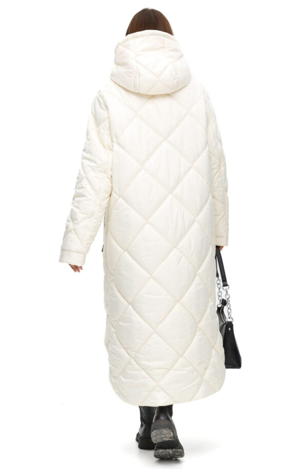 Стьобана довга зимова куртка молочна | 75139