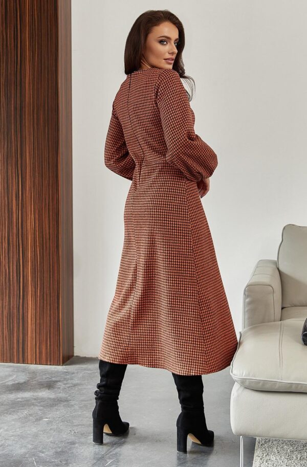Жакардове плаття в клітинку теракотове | 74849