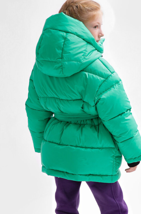 Пухова куртка для дівчаток зелена | 75086