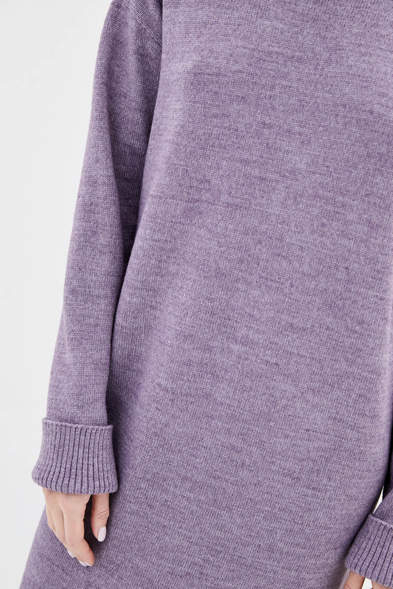 В'язане плаття бузкове з коміром-хомутом | 75851 В'язане плаття бузкове з коміром-хомутом | 75851