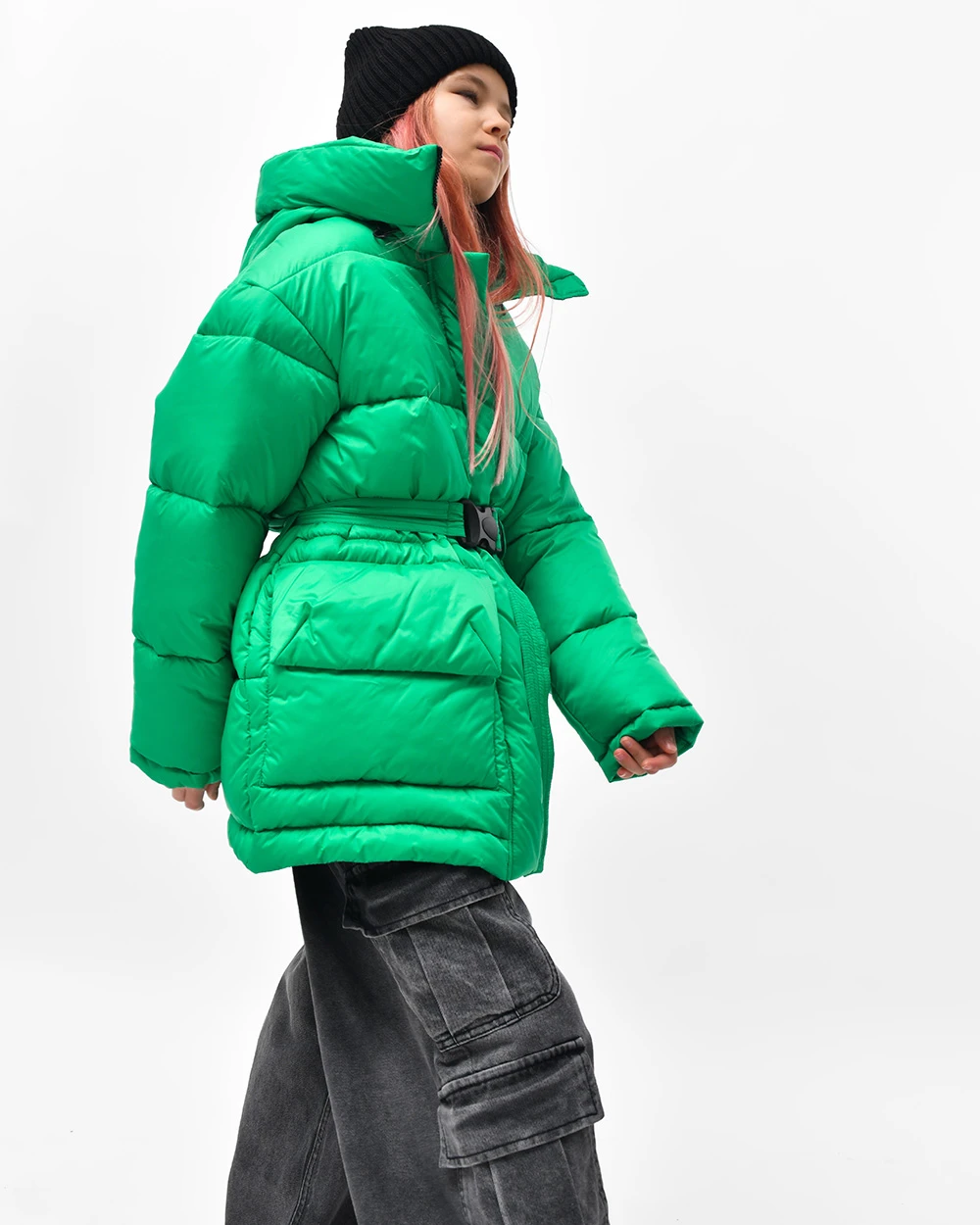 Пухова куртка для дівчаток зелена | 75086