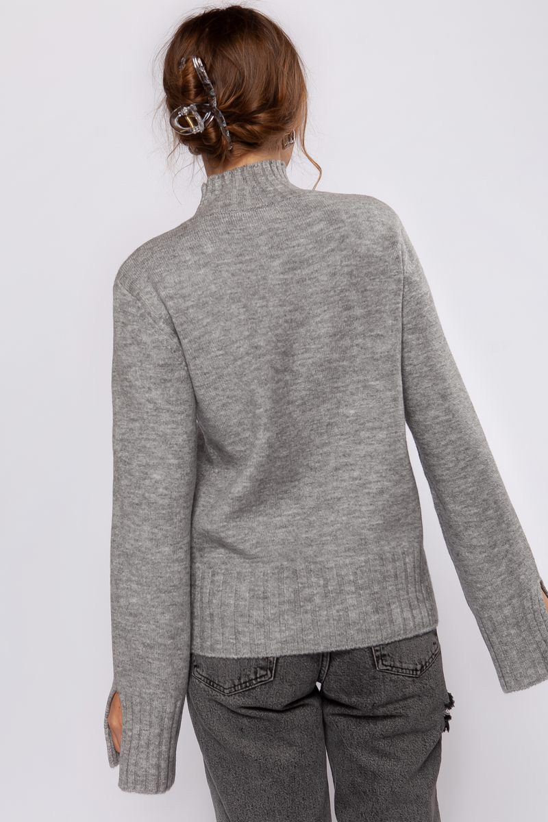 Жіночий в'язаний светр сірий | 75803