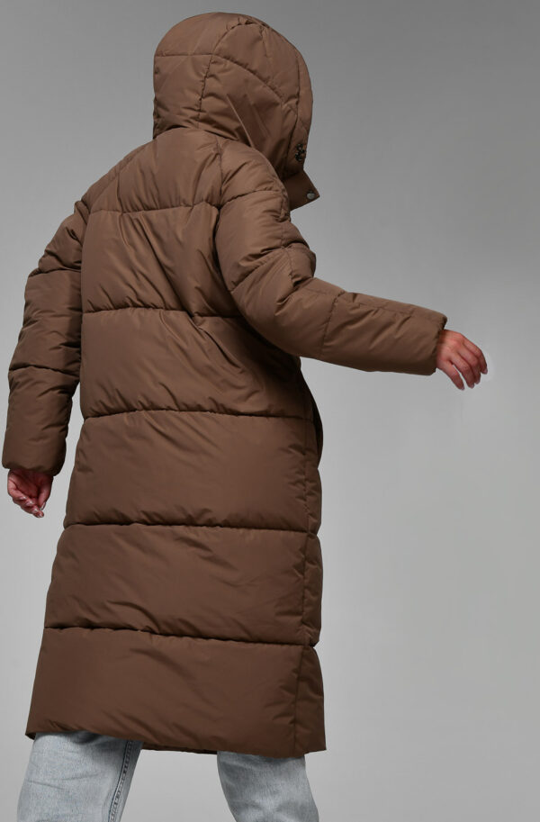 Довгий пуховик оверсайз капучино | 75254