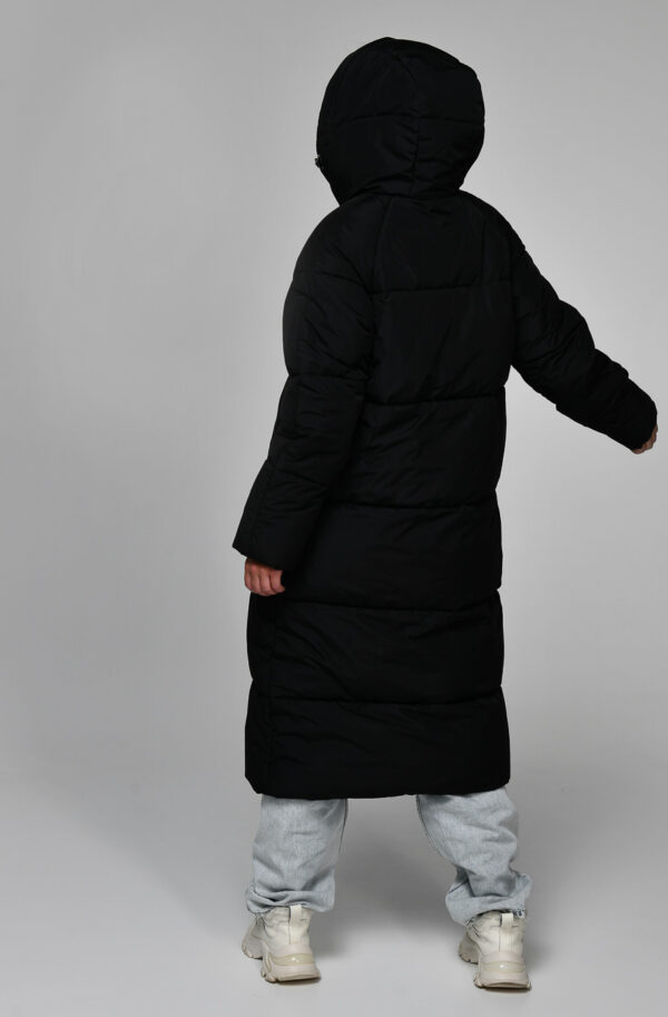 Довгий пуховик оверсайз чорний | 75267