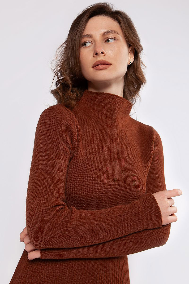 В'язана сукня плісирована теракотова | 75190 В'язана сукня плісирована теракотова | 75190
