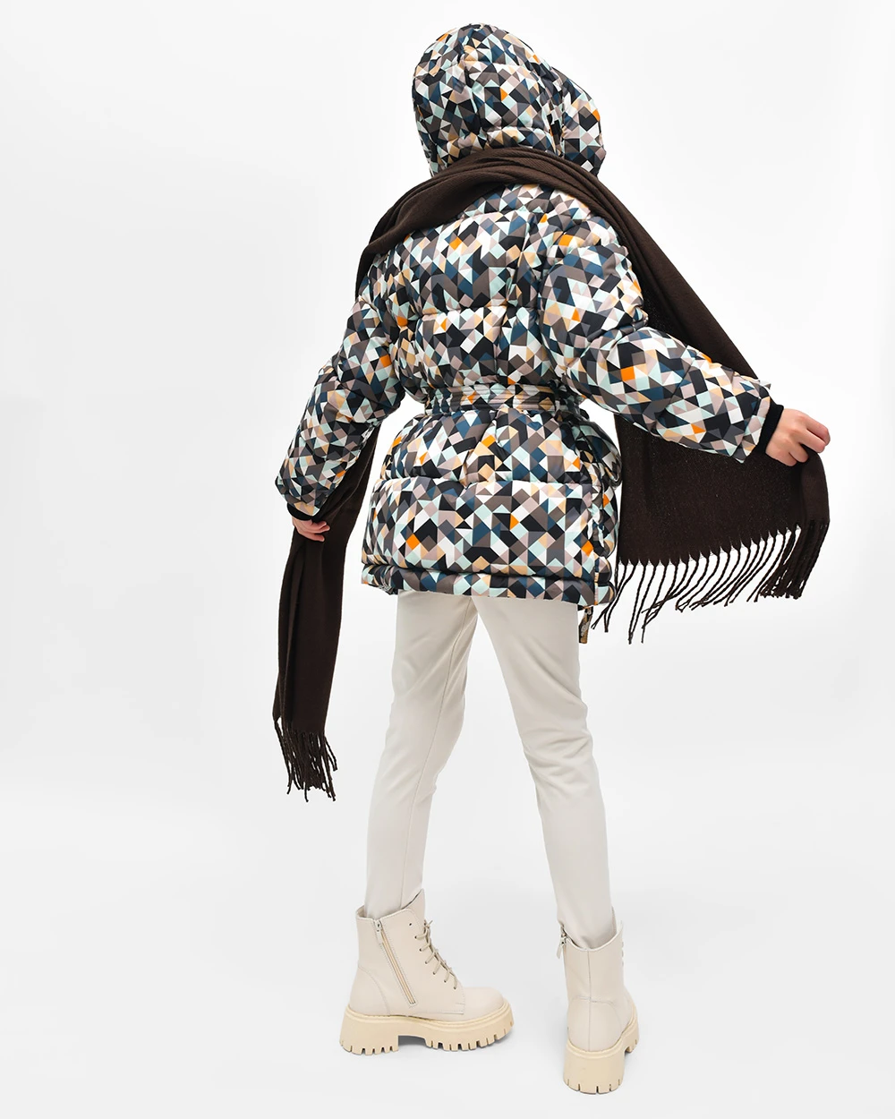 Пухова куртка для дівчаток в принт | 75115 Пухова куртка для дівчаток в принт | 75115