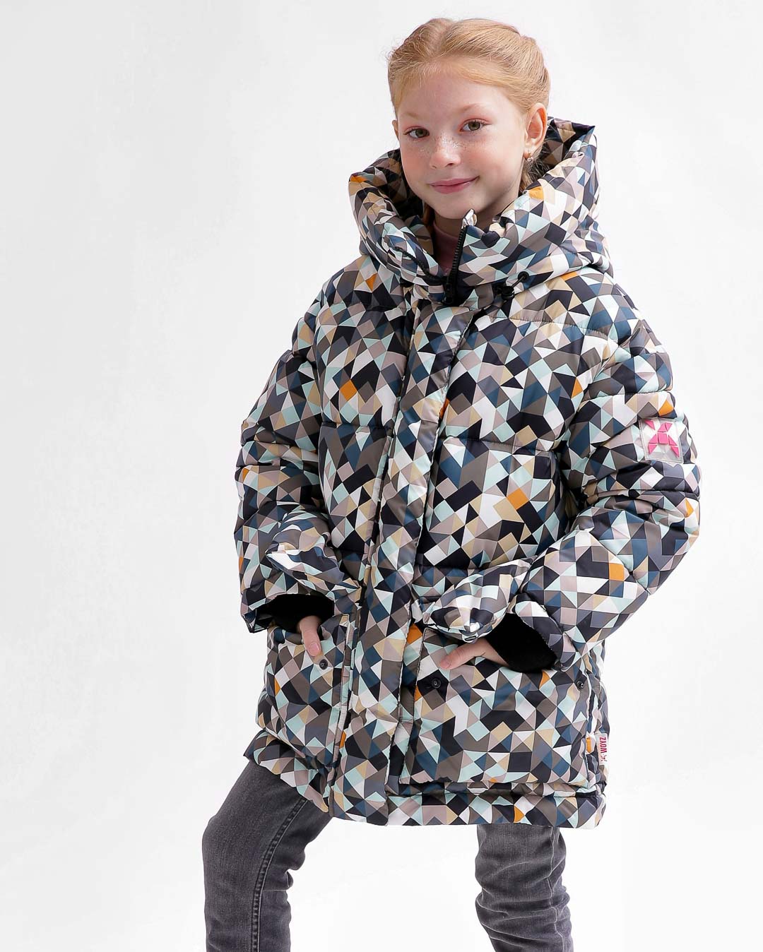 Пухова куртка для дівчаток в принт | 75115 Пухова куртка для дівчаток в принт | 75115