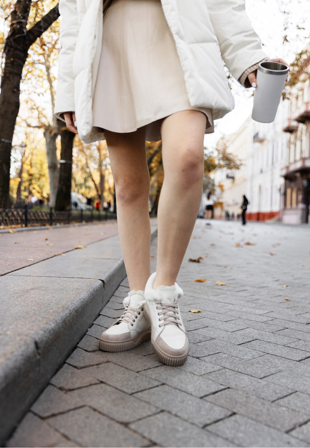 Зимові шкіряні кеди світло-бежеві | 74987 Зимові шкіряні кеди світло-бежеві | 74987