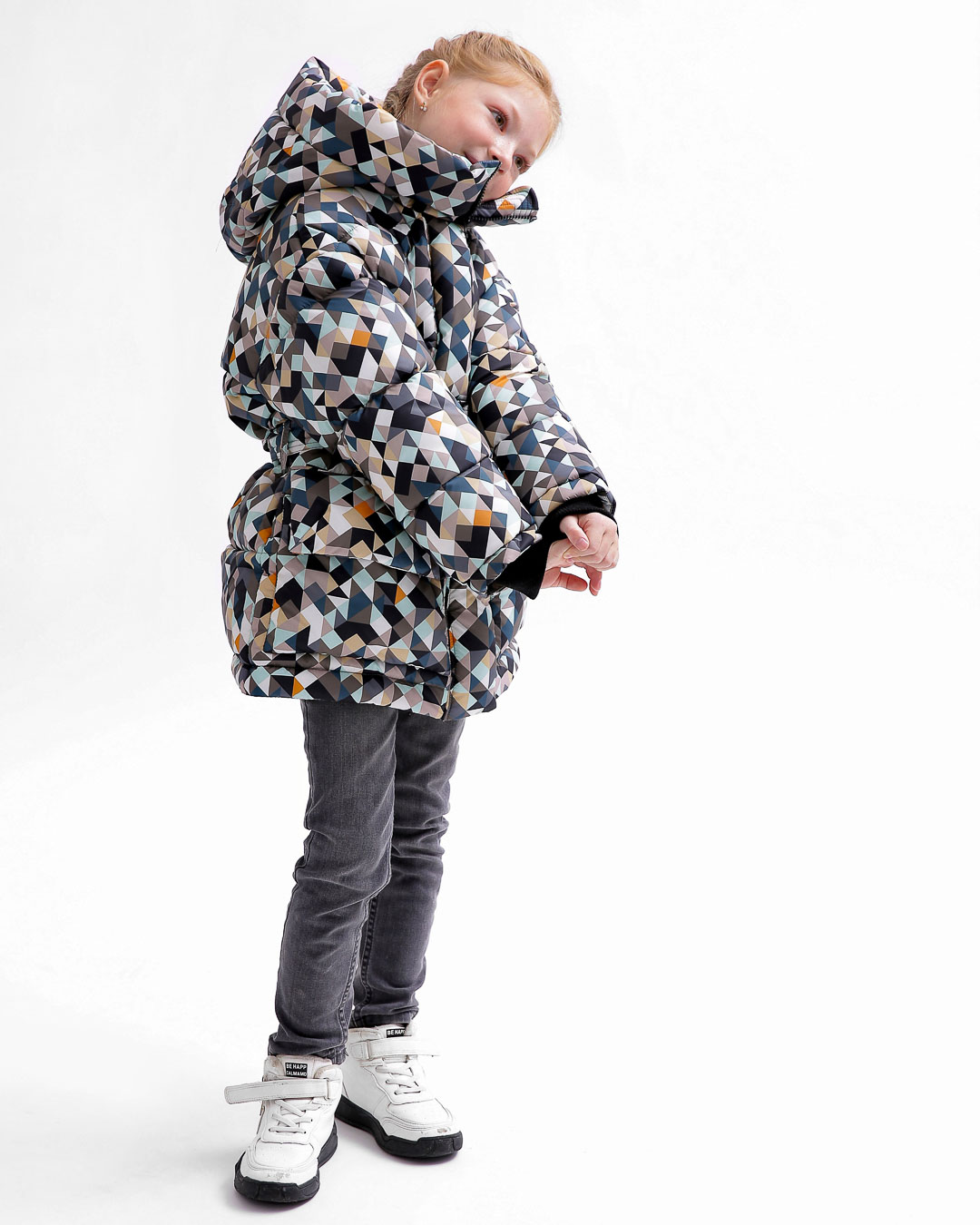 Пухова куртка для дівчаток в принт | 75115 Пухова куртка для дівчаток в принт | 75115